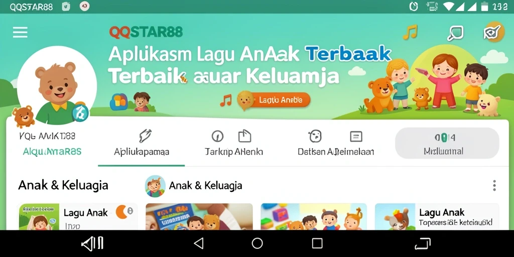 Antarmuka pengguna QQSTAR88 dengan fitur lagu anak yang menarik.