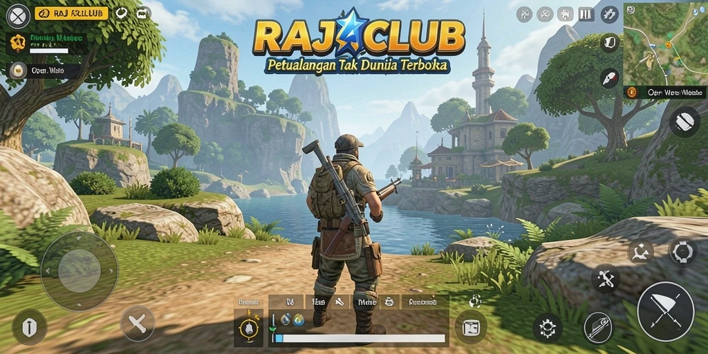 Antarmuka menarik dari game RAJACLUB dengan petualangan Open World.
